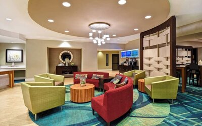Lobby and lounge at SpringHill Suites Baltimore BWI Airport.