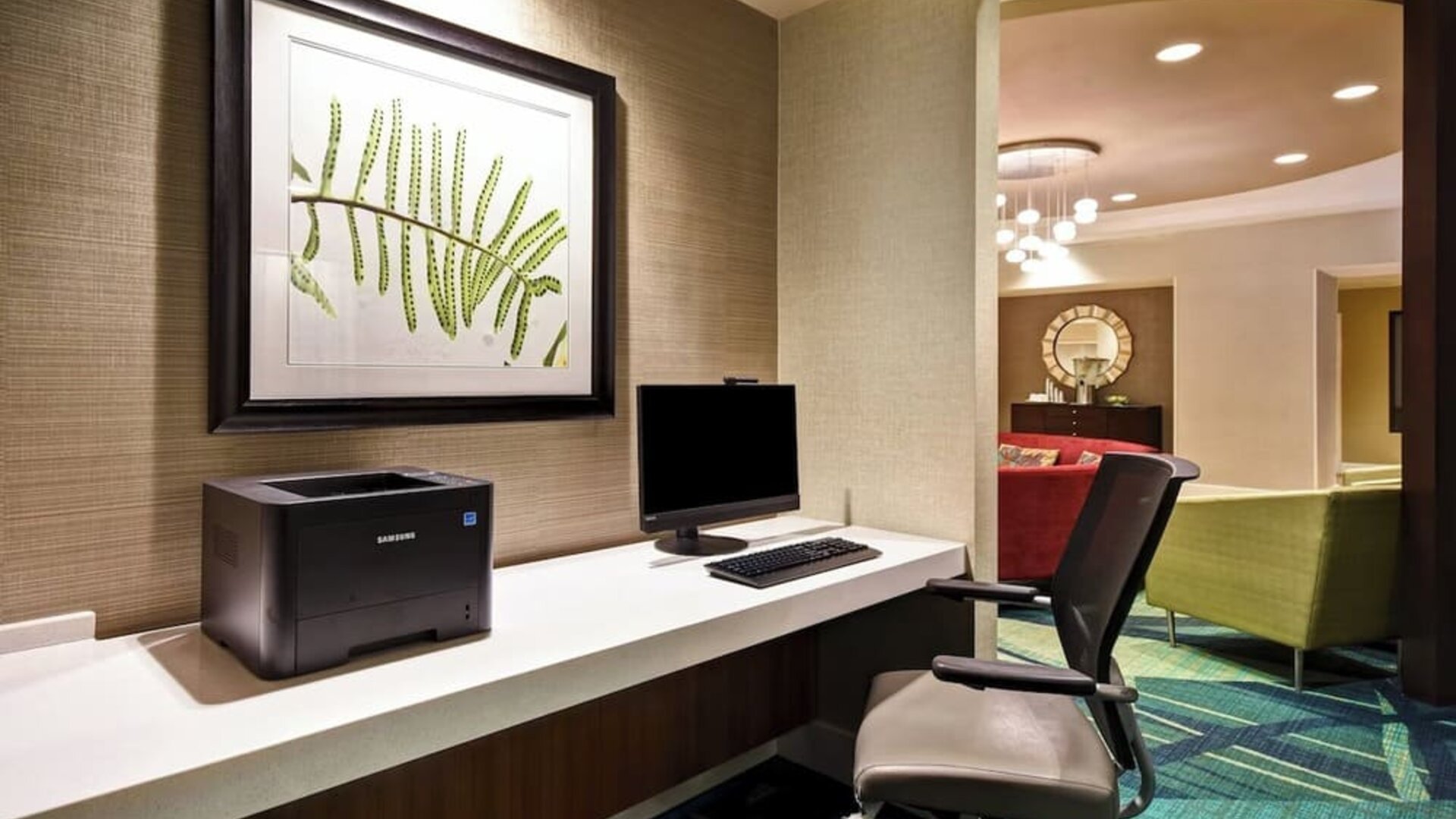 Business center at SpringHill Suites Baltimore BWI Airport.