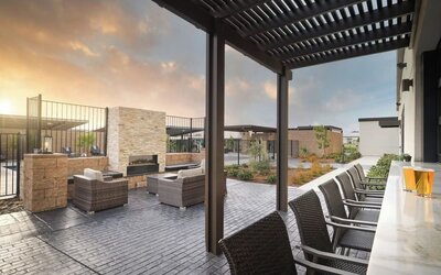 Rooftop terrace at SpringHill Suites By Marriott Milpitas.