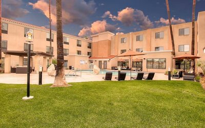 Outdoor pool at Holiday Inn Express Hotel & Suites Carlsbad Beach.