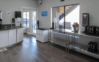 Kitchen available at Capri Suites Anaheim.