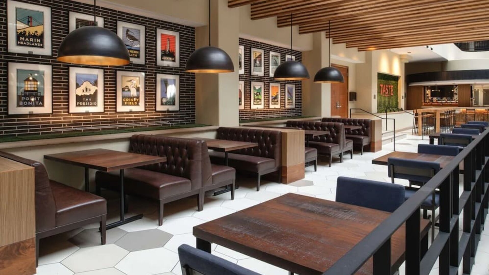 Dining area perfect for coworking at Embassy Suites by Hilton San Francisco Airport.