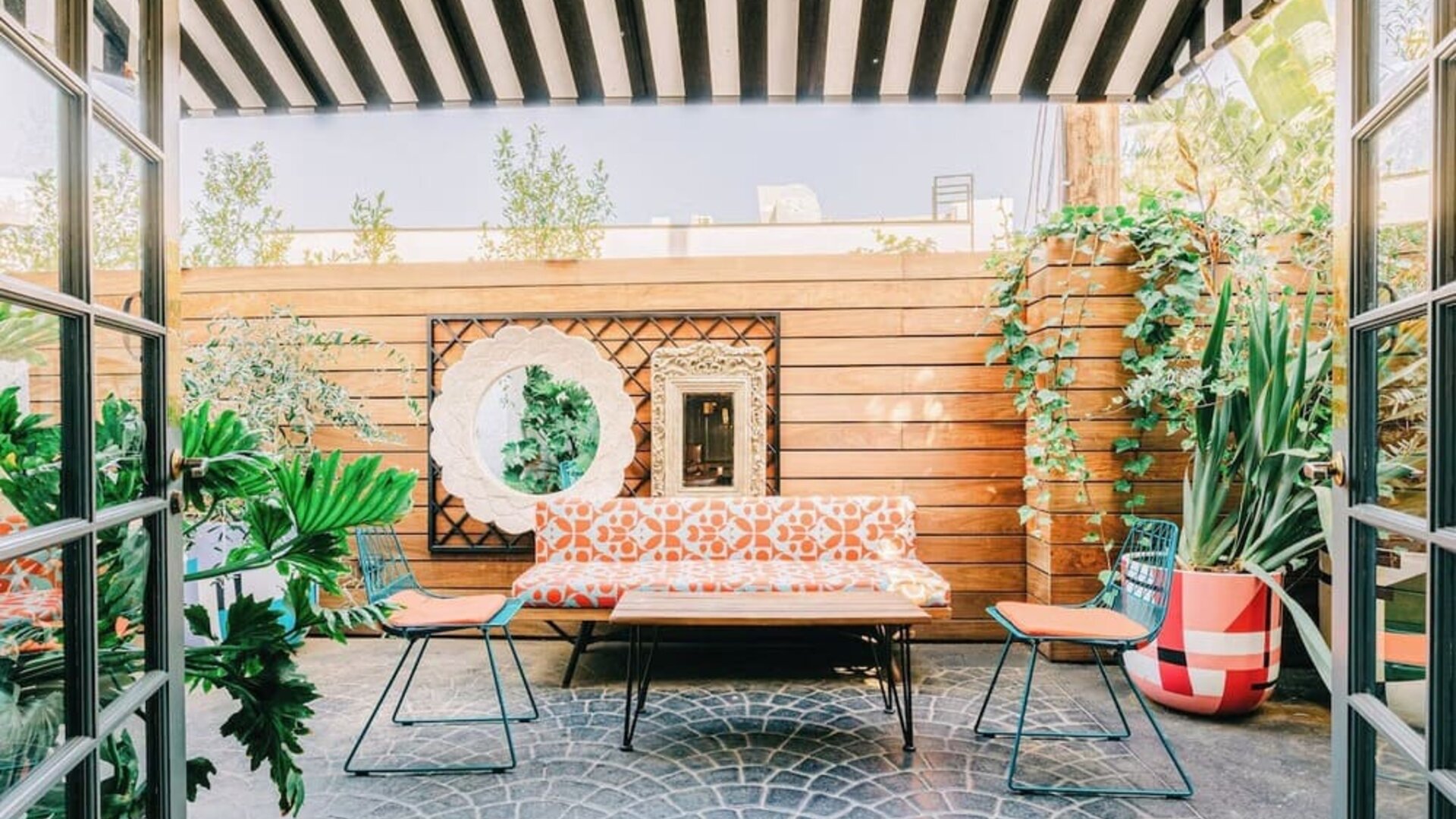 Beautiful terrace with outdoor seating, perfect for coworking at Montrose At Beverly Hills.