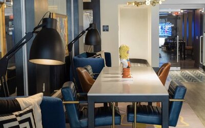 Lobby workspace at Montrose At Beverly Hills.