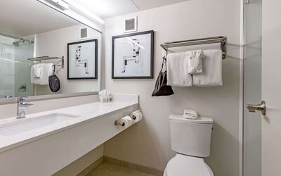 Guest bathroom at Best Western Premier Rockville Hotel & Suites.