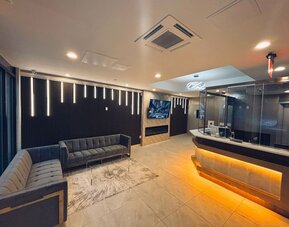 Reception and lobby at LIV Hotel Bronx.