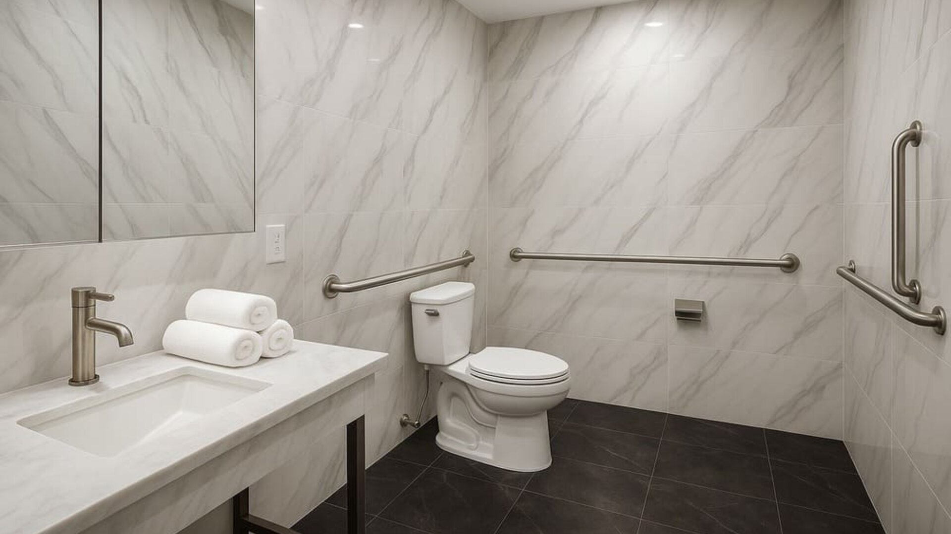 Guest bathroom at LIV Hotel Bronx.