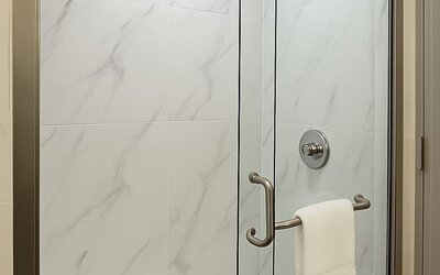 Guest bathroom at LIV Hotel Bronx.