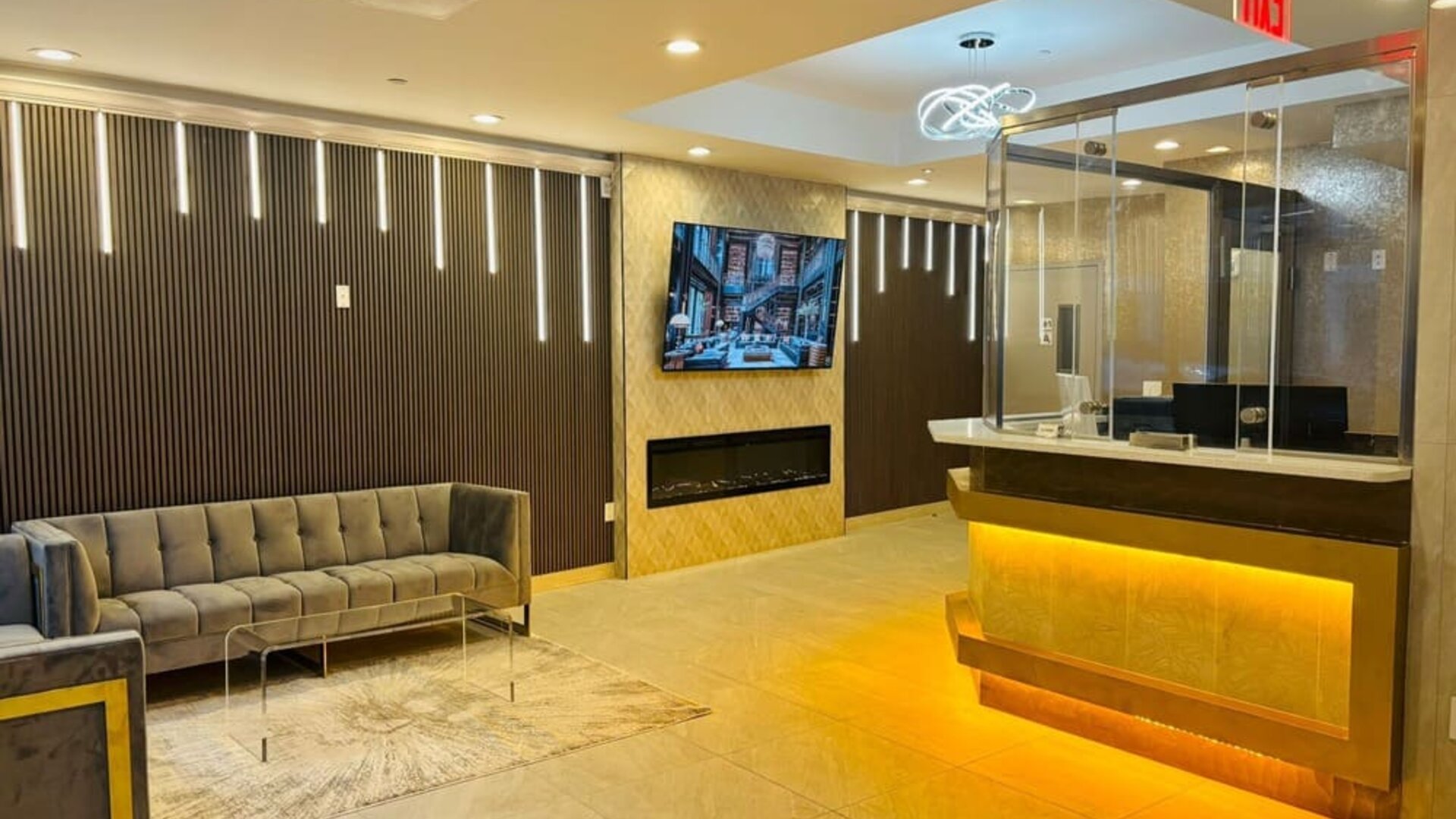 Reception and lobby at LIV Hotel Bronx.