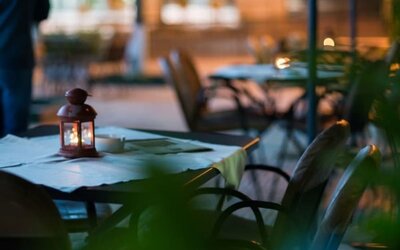 Outdoor terrace at Delphi Art Hotel.