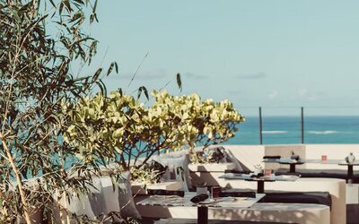 Outdoor dining and terrace at Aire De O:live.