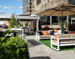 Outdoor terrace at DoubleTree By Hilton Montreal.