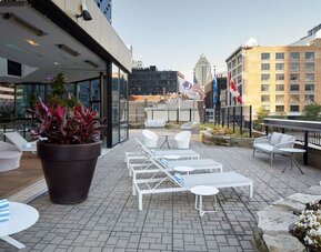 Outdoor terrace at DoubleTree By Hilton Montreal.