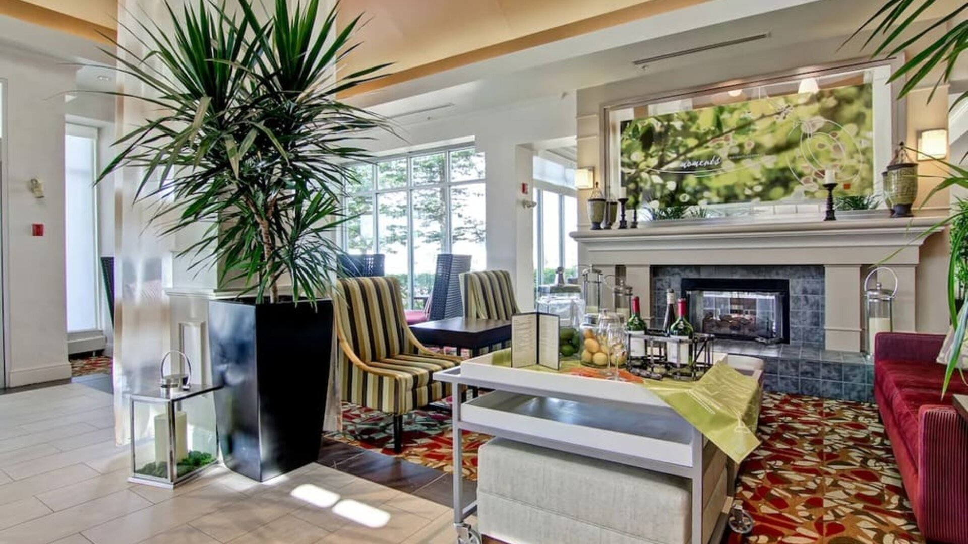 Lobby seating at Hilton Garden Inn Calgary Airport.