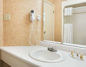 Guest bathroom at Days Inn By Wyndham Brantford.