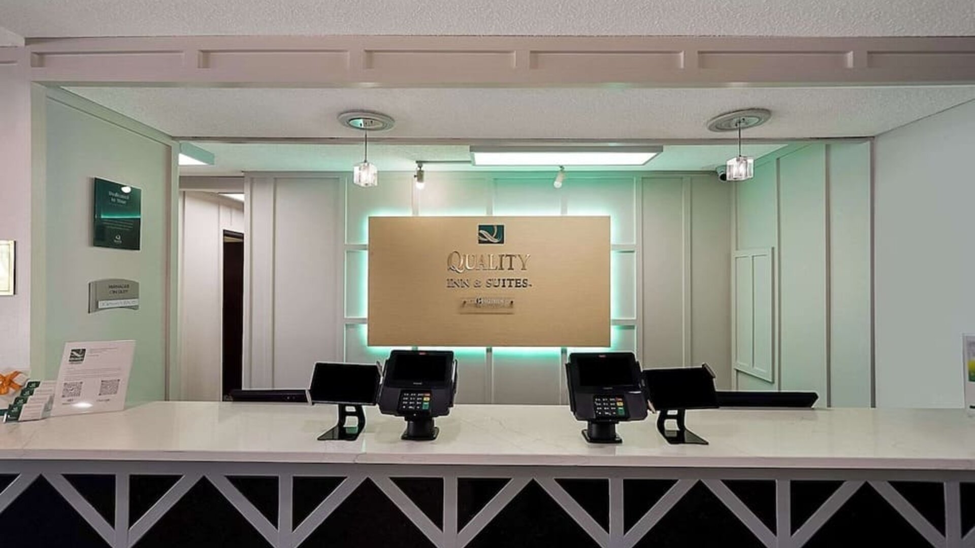 Reception hall at Quality Inn & Suites Irving DFW Airport South.