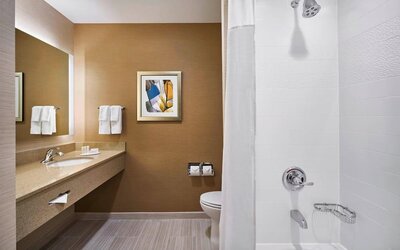 Guest bathroom at Fairfield Inn & Suites By Marriott Alexandria.