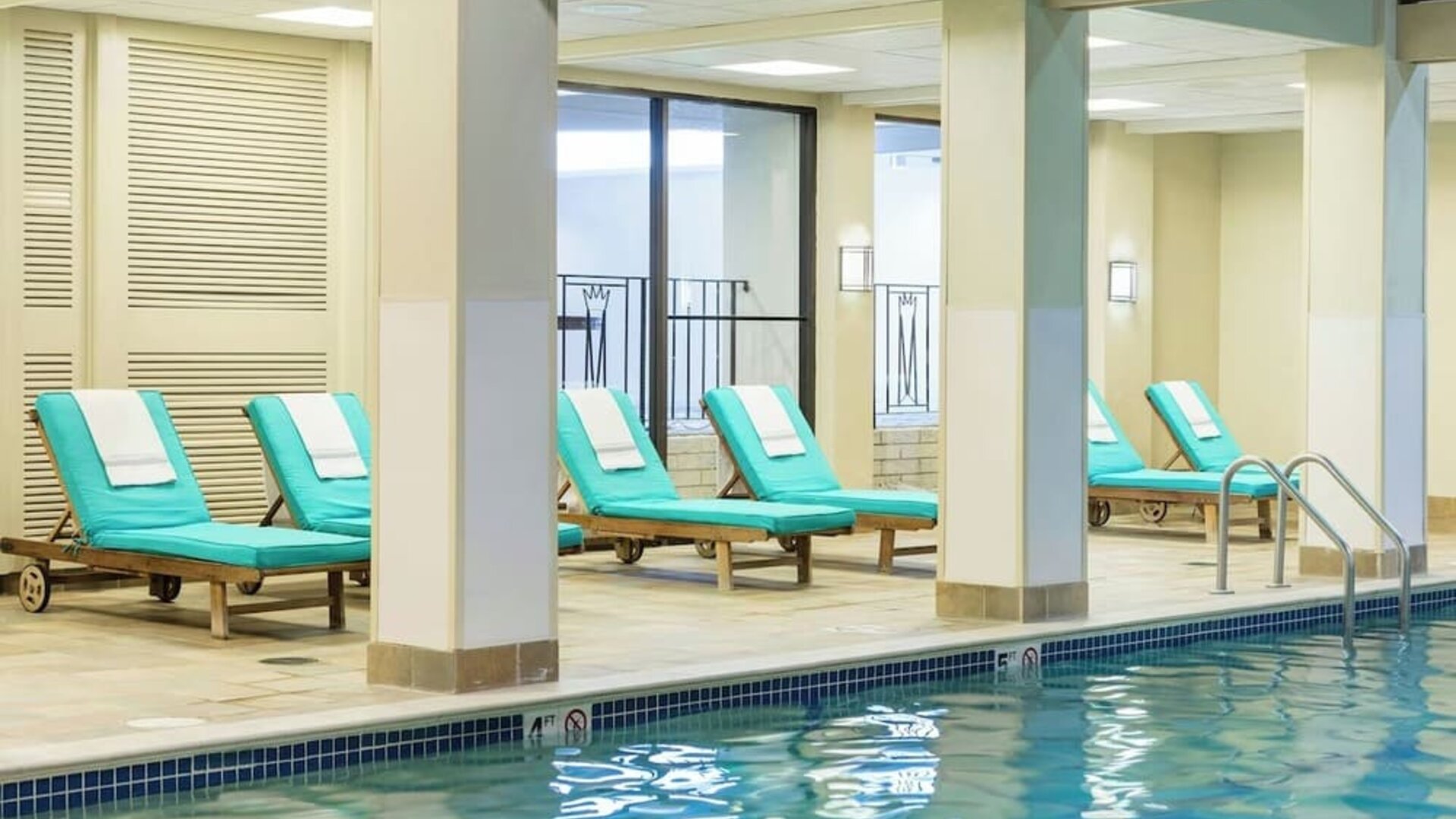 Refreshing indoor pool at Boston Marriott Newton.