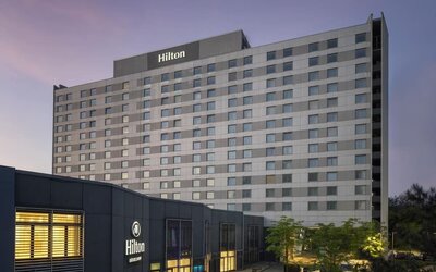 Hotel exterior at Hilton Dusseldorf.