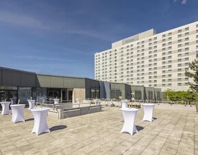 Outdoor terrace at Hilton Dusseldorf.