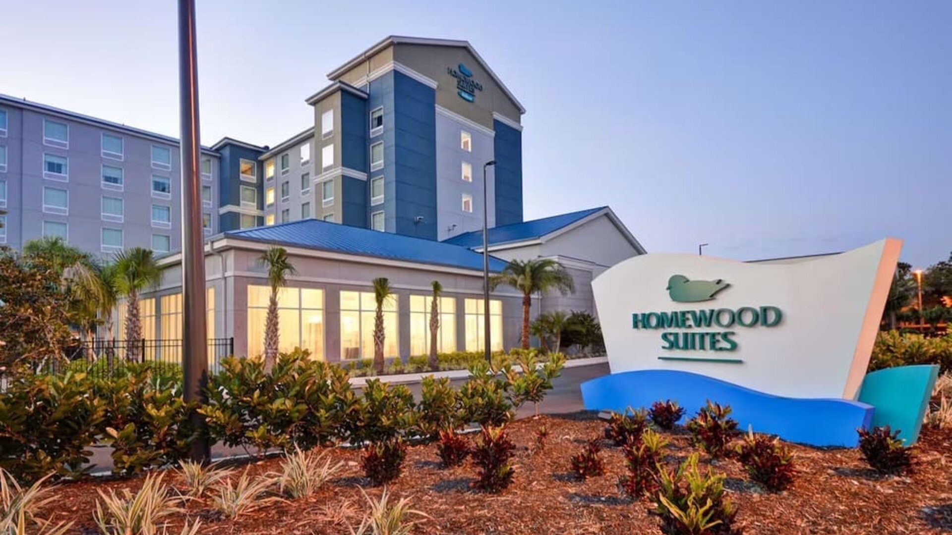 Hotel exterior at Homewood Suites By Hilton Orlando Theme Parks.