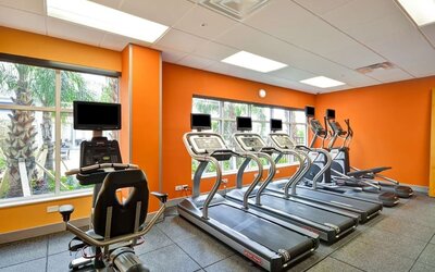 Gym at Homewood Suites By Hilton Orlando Theme Parks.