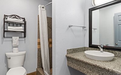 Guest bathroom at Bay Breeze Inn.