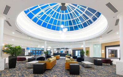 Lobby seating at DoubleTree By Hilton Calgary North.
