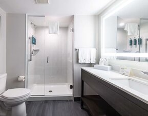 Guest bathroom at DoubleTree By Hilton Calgary North.