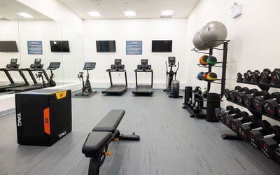 Fitness center at DoubleTree By Hilton Calgary North.
