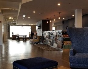Lobby and lounge at Envision Hotel Boston-Everett.