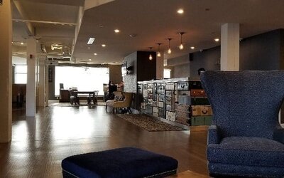Lobby and lounge at Envision Hotel Boston-Everett.