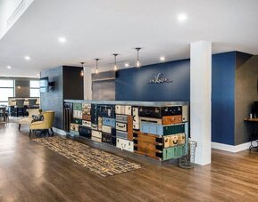 Reception desk at Envision Hotel Boston-Everett.