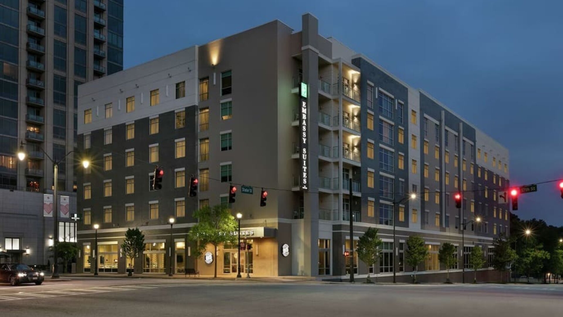 Hotel exterior at Embassy Suites By Hilton Atlanta Midtown.
