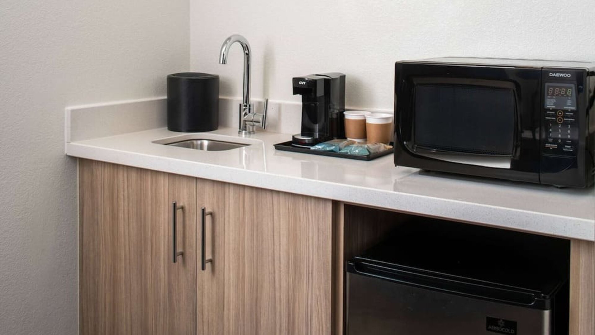 Coffee station at Sonesta Select Nashville Airport Suites.