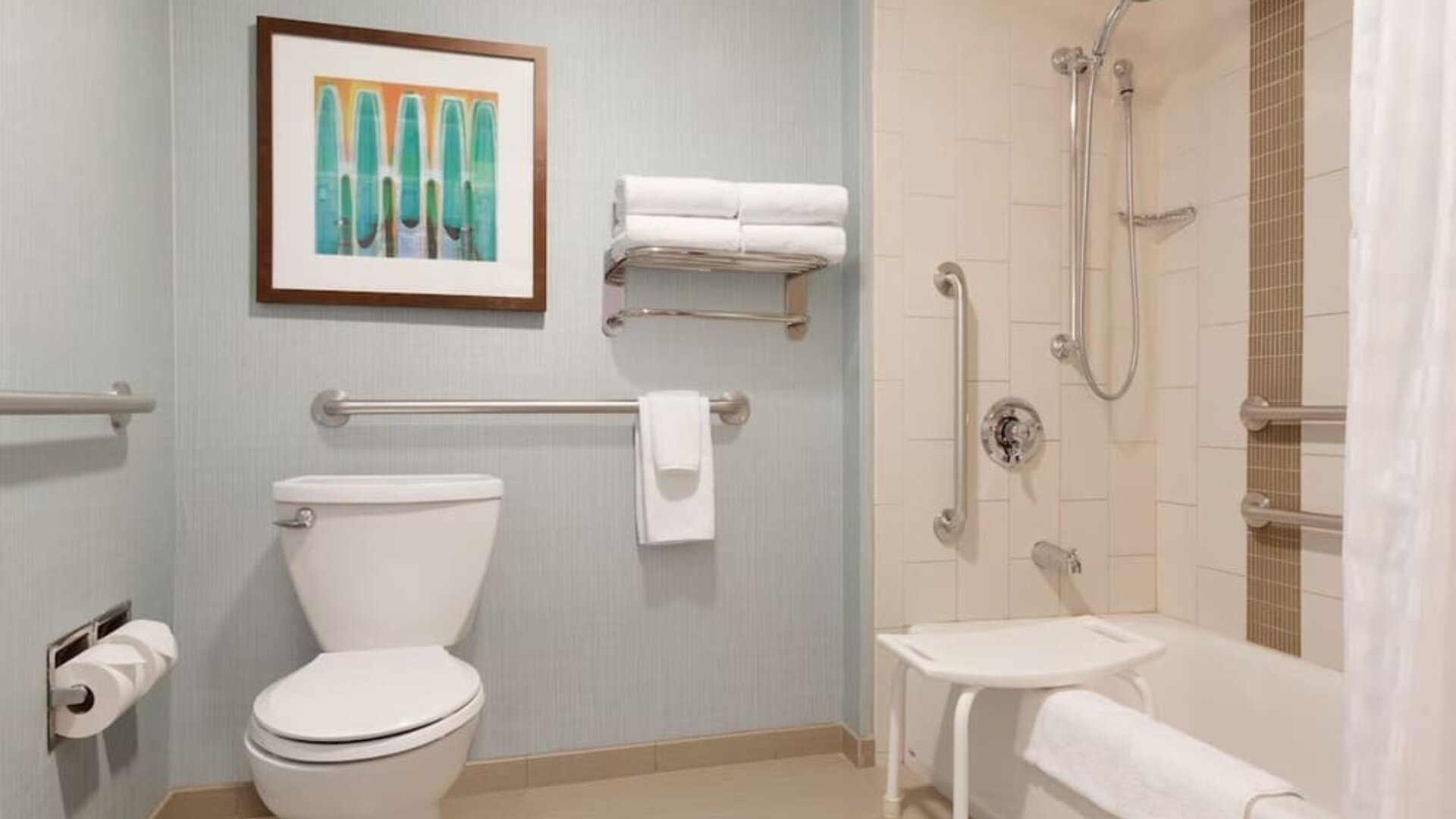 Guest bathroom at Hyatt Place Fremont/Silicon Valley.