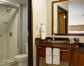 Guest bathroom at Hyatt Place Fremont/Silicon Valley.