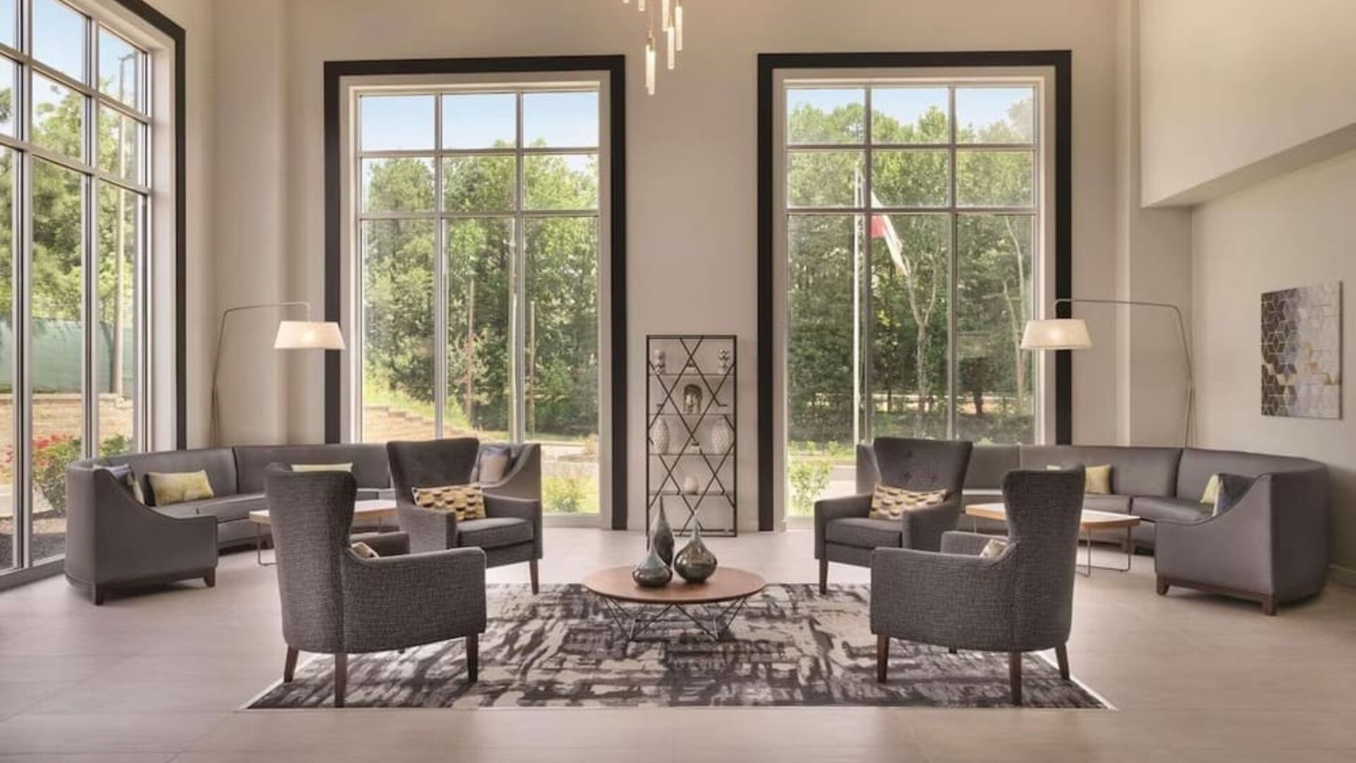 Lobby seating at Radisson Hotel Atlanta Airport.