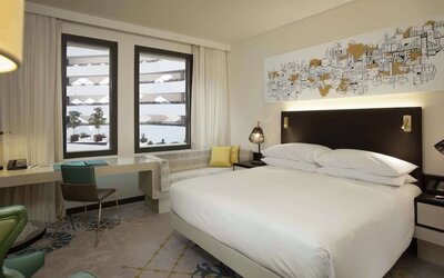 Day use room with work desk at Hilton Amsterdam Airport Schiphol.