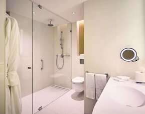 Private bathroom at Hilton Amsterdam Airport Schiphol.