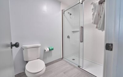 Bathroom at Hyannis Plaza Hotel.