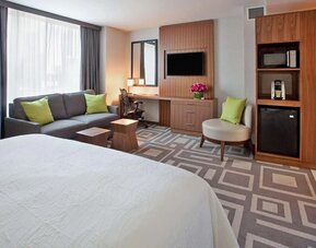 Day use room amenities at Hilton Garden Inn New York Central Park South Mid-town West.