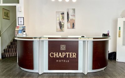 Front desk at The Chapter - Leisure Inn Hotel.