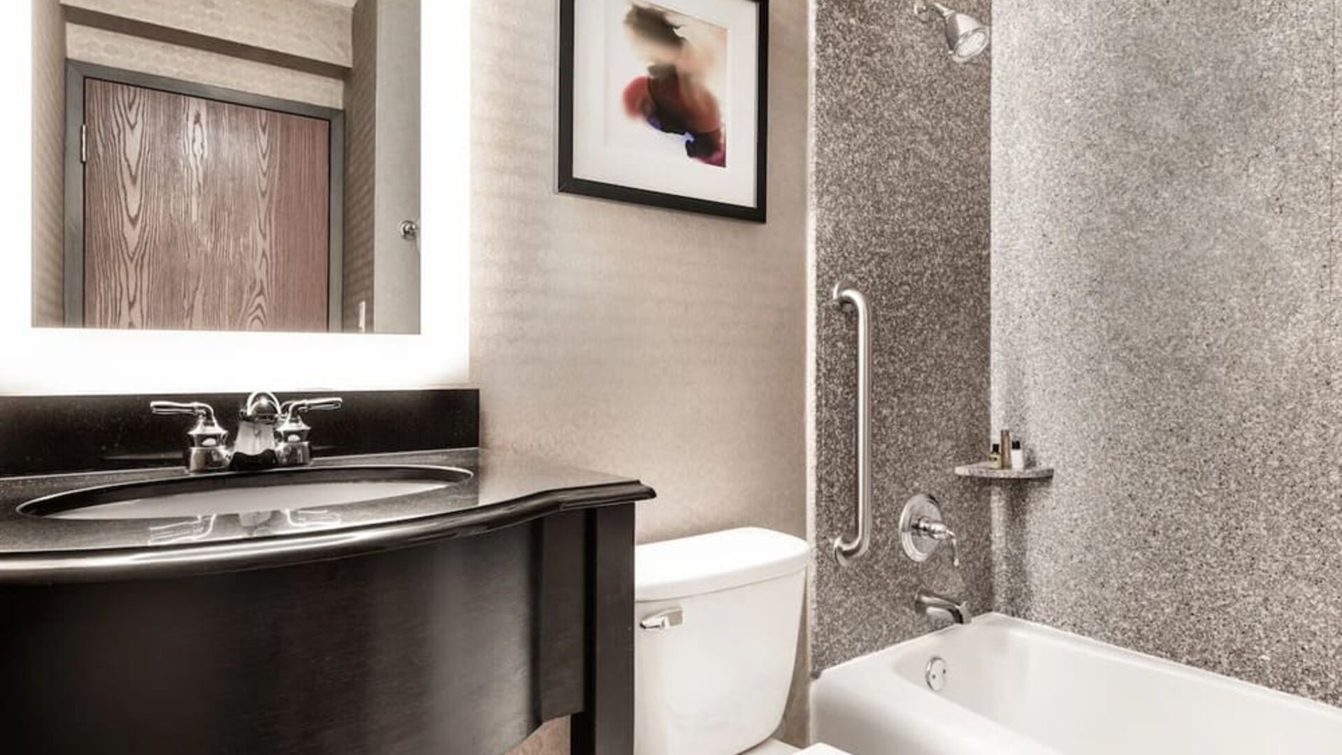 Guest bathroom at Crowne Plaza Milwaukee Airport By IHG.