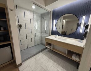 Guest bathroom at Palace Inn Blue 290 W 43rd & Bingle Rd.