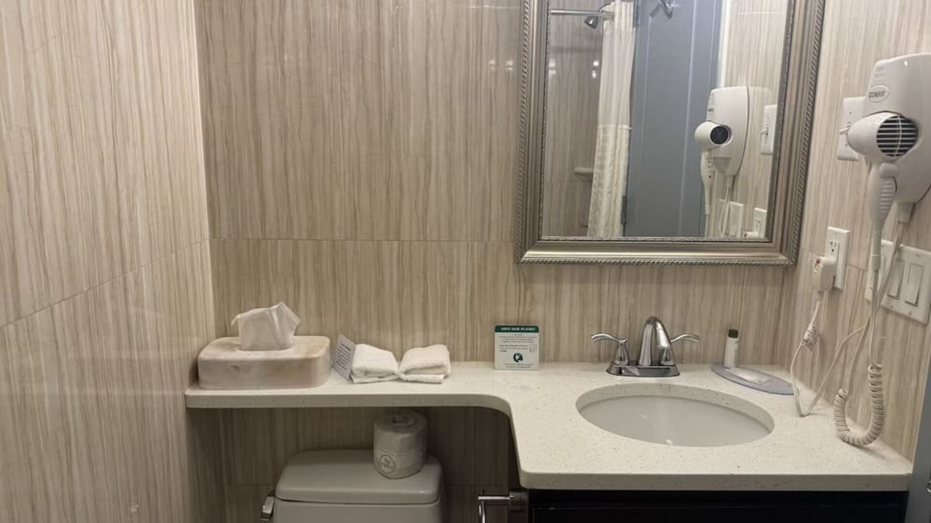 Guest bathroom at Grandview Hotel New York.