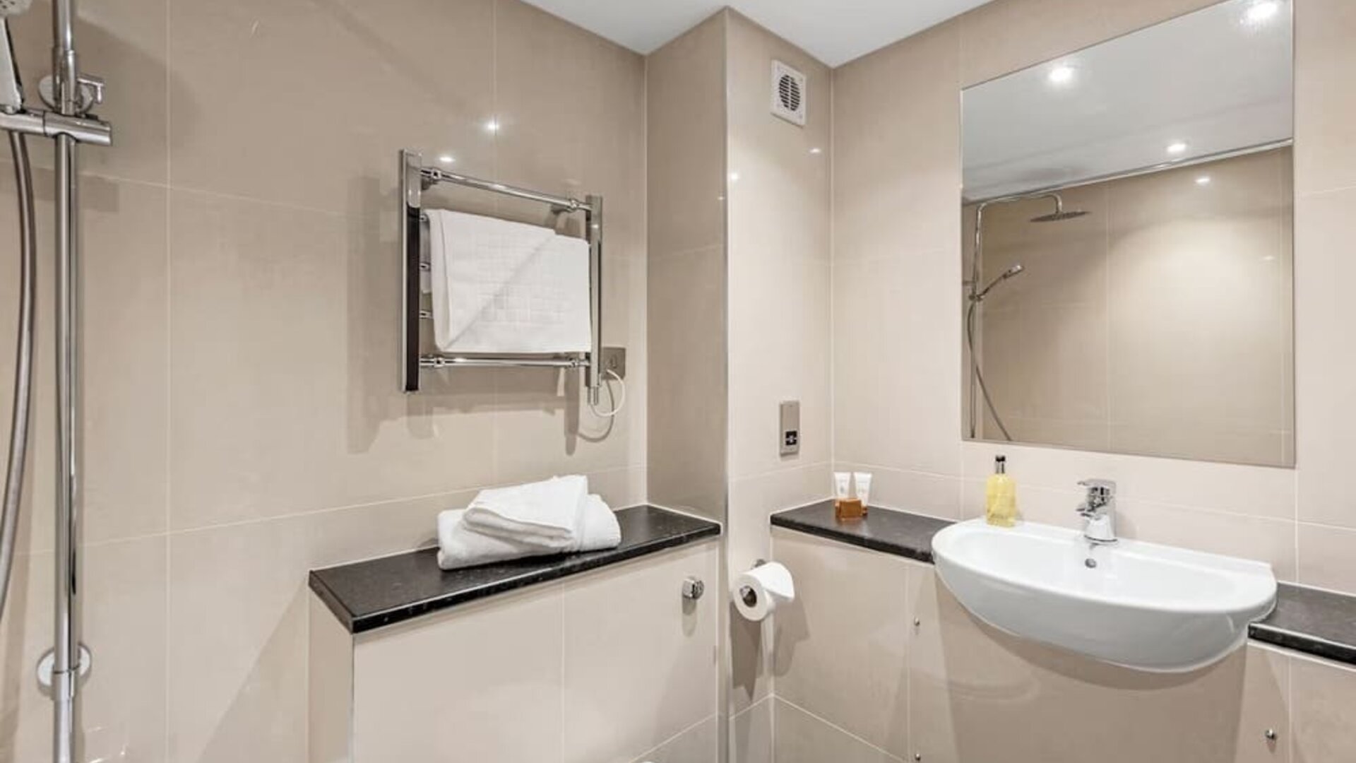 Bathroom at Dragonfly Hotel Bury St Edmunds.