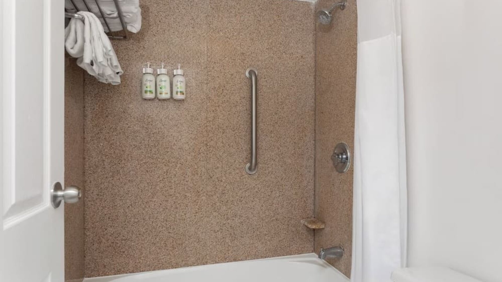 Guest bathroom at Developer Inn Downtown Orlando.