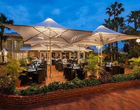 Outdoor terrace at Island Grand At TradeWinds.