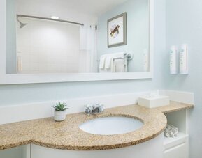 Guest bathroom at RumFish Beach At TradeWinds.